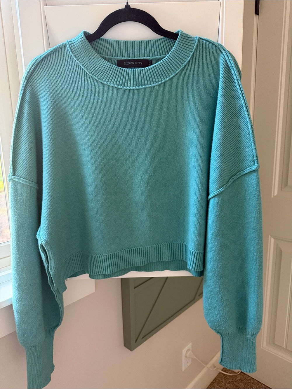 Merokeety cozy Teal Crewneck boxySweater -
